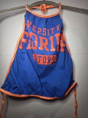 UF University of Florida Gators Women’s Halter Top Blue Orange Open Back Tie